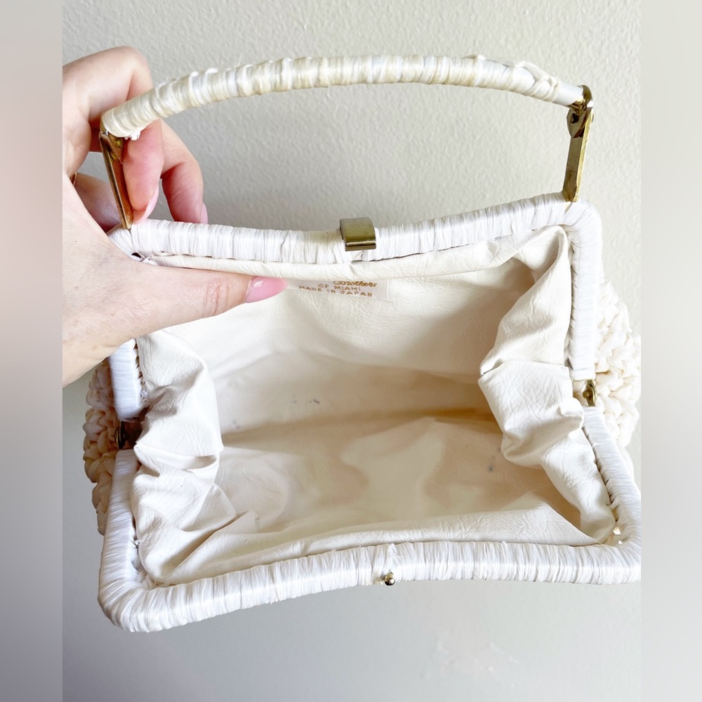 Marcus Brothers of Miami Vintage White Woven Bag 50s 60s - Picture 6 of 8